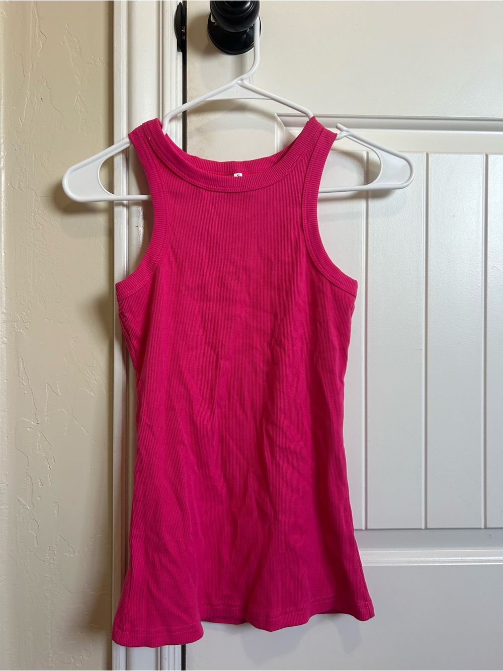 Women's Hot Pink Ribbed Tank Top - Classic Sleeveless Style